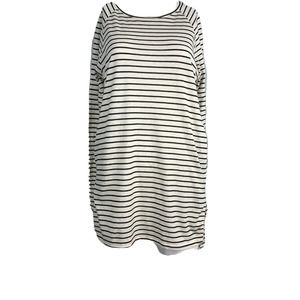 Reign And Storm Shirt Womens Sz S Black White‎ Striped Tunic Pockets Linen